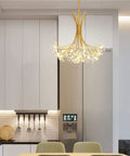 Firework Crystal Chandelier Pendant Light for Bedroom and Living Room Modern Gold Vibe with 13 G4 Bulbs Adjustable Hanging Lamp