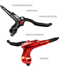 CNC MTB hydraulic brake lever set; two levers black and red with aluminum alloy handles