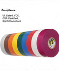 Premium 35-Pack Color Coding Electrical Tape Rainbow Half Inch By Twenty Feet 7-Mil Thick Insulated Tape assorted 9 colors