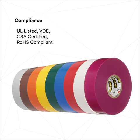 Premium 35-Pack Color Coding Electrical Tape Rainbow Half Inch By Twenty Feet 7-Mil Thick Insulated Tape assorted 9 colors