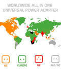 Universal Worldwide Travel Power Adapter For Motorola ROKR S9 And More Works In Over 150 Countries With US UK EU AU CN NZ Plugs, world map
