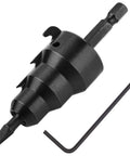 Valkynos conduit reamer tool in black steel with hex drive tip and L-shaped Allen wrench