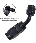 6AN Hose End Fitting 45 Degree Swivel For CPE Braided Hose Black Aluminum 6061 T6 Built Tough With 9/16-18 UNF Thread Compatible With Stainless Steel And Nylon Braided Hoses, 45° angle