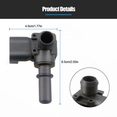 Power brake booster vacuum sensor, black plastic with hose port and mounting lugs; front view.