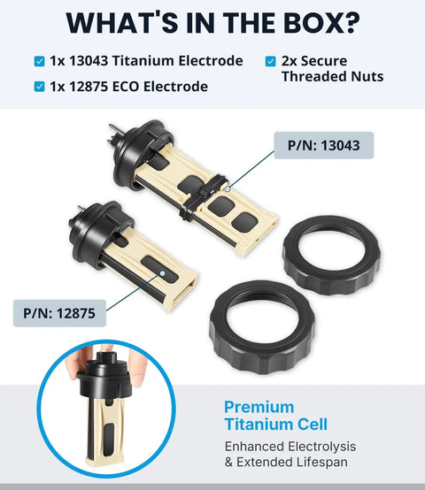 ECO Electrode Replacement Kit For Intex Krystal Clear Saltwater System and Sand Filter Pump with titanium and ECO electrodes