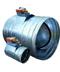10 Inch Round Pro Grade HVAC Zoning Damper Replacement For Honeywell EWC Durozone And More Full Seal Blade Low Leakage Commercial Quality With Belimo Style Low Power High Torque 24VAC Motor Made In USA 5 Year Warranty
