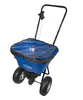 Estate Broadcast Spreader With Rain Cover Combo Pack For Fertilizer And Ice Melt, 65 Lb Capacity, Easy Roll With Two Wide Pneumatic Tires