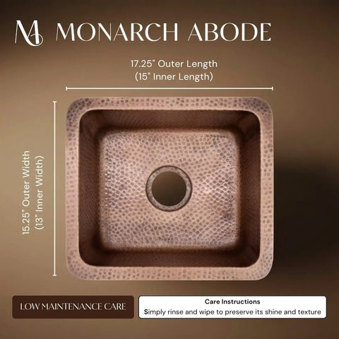 Pure Copper Kitchen And Bar Sink With Hand Hammered Finish 17 Inch Highball Dual Mount Drop In Or Undermount Deep Rectangular Bowl For Kitchen Or Bar Built To Last For Everyday Heavy Duty Use.