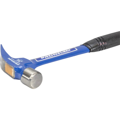 Beefy Heavy Duty Steel Eagle Curved Claw Hammer With Shock Block For Tough Framing 20 Oz Rust Resistant Powder Coat Finish Made In The USA Built To Last R999 VN11200, shown with steel head and non-slip handle.