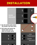 Installation diagram for Generator Interlock Kit For GE Main Breaker 150 Amp Or 200 Amp with 1-1/4 inch spacing.