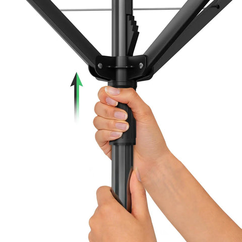 Adjusting height of Heavy Duty Outdoor Umbrella Drying Rack With 360 Degree Rotating Drying Arms Height Adjustable Clothesline