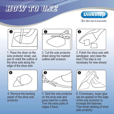 Instructions on applying 4 Pieces Shoe Sole Protectors Anti Slip Grip Pads Self Adhesive Non Skid Noise Reduction Sticker For Shoes