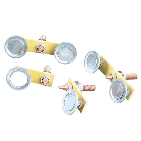 Jiawu Heavy Duty Magnetic Welding Support Set Includes 4 Pcs Durable Copper Tail Ground Clamps for Mechanical Repair and Sheet Metal Work, showing 4 metal ground clamps.