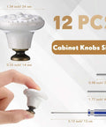 White Ceramic Cabinet Knobs Set With 12 Dope Retro Round Dresser Pulls shown with screws and screwdriver