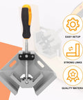 Front view of 2 Pack Corner Clamps For Woodworking Premium 90 Degree Right Angle Clamps Adjustable Swing Jaw Aluminum Frame