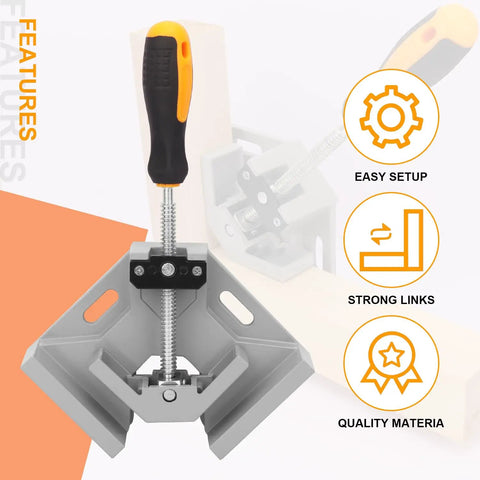 Front view of 2 Pack Corner Clamps For Woodworking Premium 90 Degree Right Angle Clamps Adjustable Swing Jaw Aluminum Frame