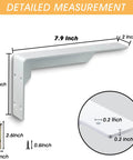 Detailed measurements of Built Tough Heavy Duty Countertop Support Brackets 12 by 6 Inches White Iron Shelving Brackets.