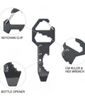 Ultra Slim Metal Multi Tool Card With Bottle Opener And Hex Wrench For Wallet Or Keychain featuring a ruler and keychain clip