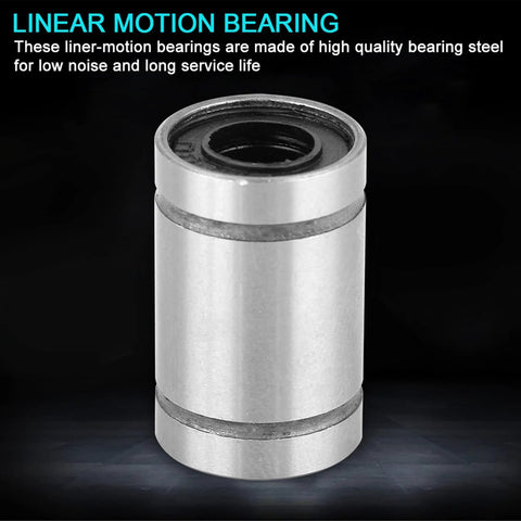 LM6UU linear bearing, front view, silver metal cylinder with 6 mm inner bore