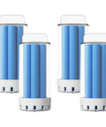 Four blue roll filters for cleaning devices on a white background