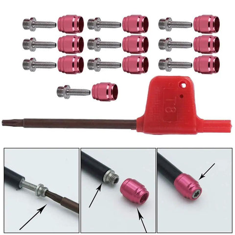 All In One Hydraulic Bike Fitting Kit With 10 Barbed Olive Set And Stainless Steel Brake Line Needles Plus T8 Tool displayed