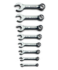 WaveDrive Pro 20-Piece Stubby Combination Wrench Set For Metric And SAE Bolts arranged in size order