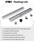 Linear Shower Drain 24 Inch Brushed Nickel 304 Stainless Steel Rectangular Floor Drain With Removable Grate And Adjustable Leveling Feet For Modern Baths packing list