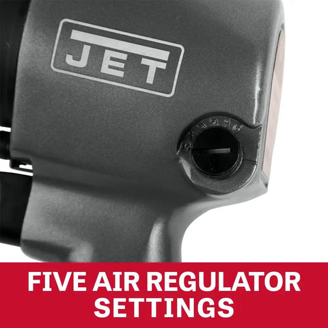Close-up of the Half Inch Aluminum Impact Wrench with built-in regulator showing five air settings for durable heavy duty fastening