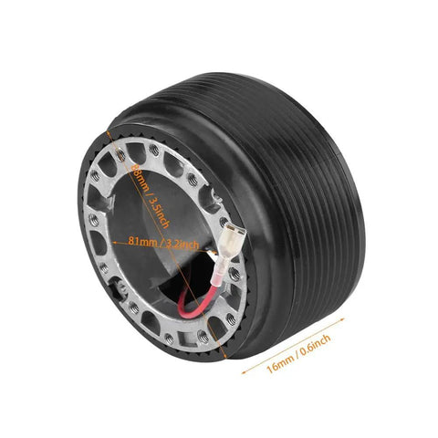 Beefy Aluminum 0.6 Inch 6 Bolt Quick Release Steering Wheel Hub Adapter for Aftermarket Wheels, side view with 16mm shaft