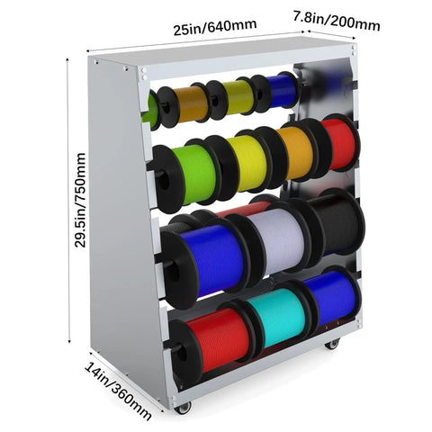 Heavy Duty Wire Spool Rack With Wheel 6 Rod Cable Dispenser For Electrical, Industrial And Retail Use Keeps Spools Organized For Garage And Workshop, 300lb Capacity, Gray front view