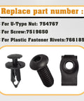 Heavy Duty U Type Nut And Screw Kit For UTV ATV And Snowmobile Featuring Rock Solid Nylon Rivets part numbers for U-type nut, screw, and plastic fastener rivets.