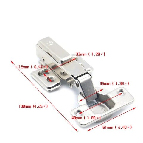 Beefy Heavy Duty Rustproof Iron Hydraulic Door Hinge With Iron Core Damper Buffer For Cabinets And Cupboards, dimensions shown