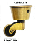 Side view of a Vintage Zinc Alloy Swivel Caster 2 Pack, 1-3/4 Inch OD, Antique Brass Bronze Finish, with dimensions