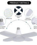Four Pack LED Garage Lights Deformable Trilights Ceiling Fixture 60W Equivalent Four LED Bulbs Deliver 6000LM 6000K Daylight