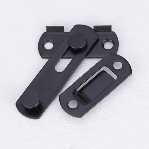 2pcs Stainless Steel Door Hasp Latch, Rust Proof Gate Lock with Screws, close-up view of the latches and mounting slots.