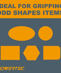 Image showing different geometric shapes with text 'Ideal for Gripping Odd Shapes Items' for Heavy Duty Strap Clamp.