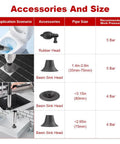 Heavy Duty High Pressure Toilet Plunger With Barometer And Extra Long Handle To Blast Away Pesky Clogs From Toilets Kitchen Sinks And Showers In Minutes No Sweat Air Drain Blaster For Home Plumbing Fixes On The Go accessories and size chart for basin sink heads and rubber heads.