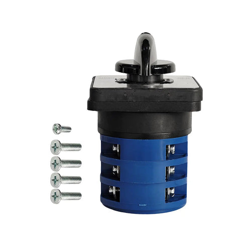 Three Position 3 Phase Manual Rotary Transfer Switch For RV Boat Truck Motorhome Choose Shore Off Gen Power Sources 120 240 Volt AC 30 Amp With Twelve Terminals, blue