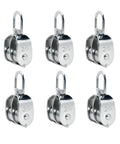 Beefy Double Wheel Swivel Pulley Block M20 For Lifting Rigging Marine Hardware 304 Stainless Steel Twin Sheave Fits Rope Up To 0.47 In Pack Of 6