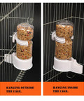Hang Up This Gravity Fed Bird Water Feeder To Keep Your Feathered Pals Quenched On Autopilot With A Spill Proof Cage Mount Dispenser For Fresh Water Blue showing inside and outside cage placement.