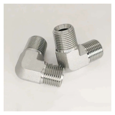 Premium Grade Pro Heavy Duty High Pressure Hydraulic Hose Elbow Reducer Fitting With Strong External Thread Connections Works Great For Pipe Size Switches From One Eighth To One Inch Wide For Smooth Pipeline Flow Changes You Love Today. silver metal elbow reducer fitting with external threads for hydraulic hose
