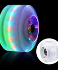 4 Pack Luminous Roller Skate Wheels With Bearings For Night Time Rides 32mm By 58mm Quad Wheels In White Glow In The Dark
