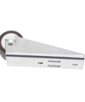 Heavy Duty Bottom Sliding Roller With Thickened Brown Rubber Wheel Precision Anti Sag Support For Barn Doors Cabinets And Furniture Quiet Smooth Side Mount Pulley Rolls Like A Charm, showing galvanized body and rubber wheel.
