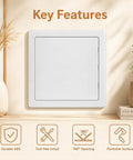 Rock Solid 12 Inch Abs Plastic Hinged Access Panel Waterproof Wall Cover Door For Bathrooms And Kitchens shown on a wall with features.