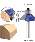 Pro Grade Bevel Edge Router Bit Set 4Pcs One Quarter Inch Shank 45 Degree Chamfer Bits With Top Bearing For Clean Bevels