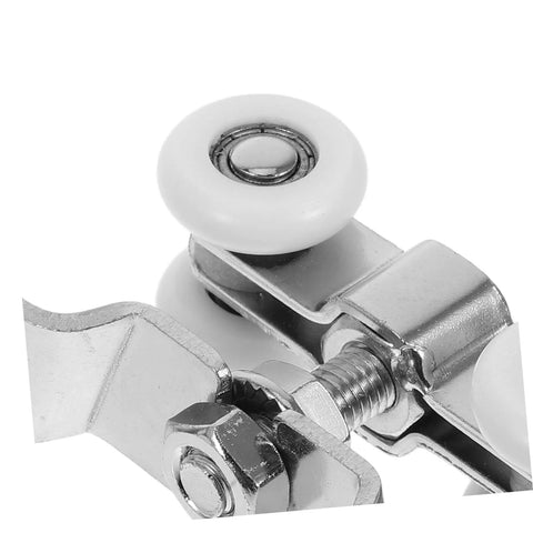 Close-up of metal and nylon wheel from 2 Pack Heavy Duty Stainless Steel Sliding Door Rollers With Silent Nylon Wheels for smooth operation.