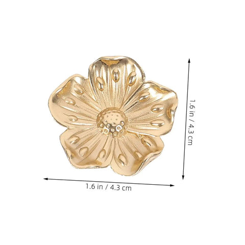 Brass Flower Cabinet Handles Set For Wardrobe And Dresser, Vintage Style Drawer Knobs With Single Hole Install, metal hardware