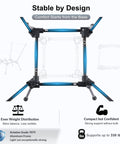 Square base of Grab-And-Go Lightweight Camping Chair For Adults Folding Portable Chair With Carry Bag and Aluminum Frame.