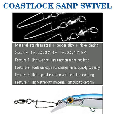 Saltwater Fishing Snap Swivel High Strength Ball Bearing Connectors Stainless Steel Corrosion Resistant Black Nickel 25 Pieces 31 Lbs Beefy Break Strength For Freshwater And Saltwater Tackle, stainless steel lure connector
