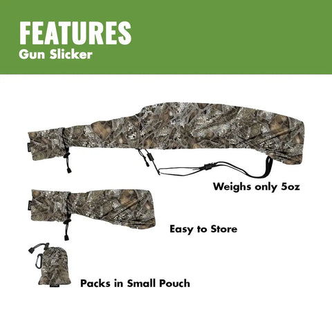 Heavy Duty Weatherproof Long Rifle And Shotgun Slicker All Weather Rain Guard Alpine Mountain Camo 38-56 Inch Barrels 2 Pack D24